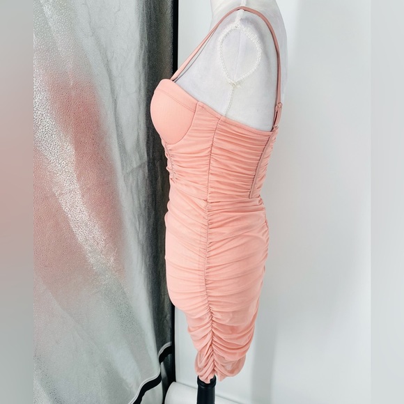 Pink Sleeveless Bustier Ruched Bodycon Mini Dress - Picture 14 of 15